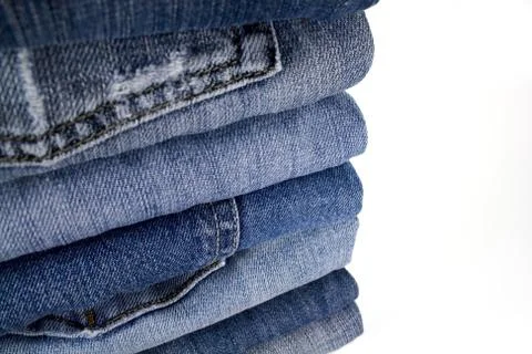 Stask of blue jeans Stock Photos