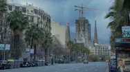 State Of Alarm Due To Coronavirus In Spain. Empty Sagrada Familia Area Barcelona Stock Footage