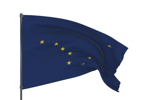 State of Alaska flag. 3D illustration, isolated on white, flags of the U.S Stock Illustration