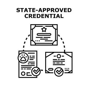 State approved credential certificates documenting professional qualification Stock Illustration