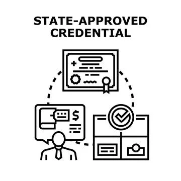 State approved credential process vector concept Stock Illustration