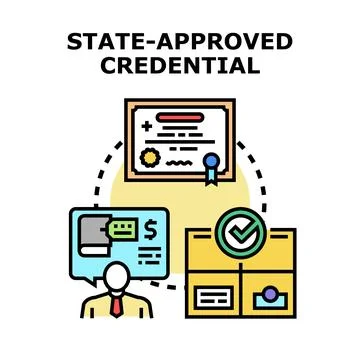 State approved credential process vector concept 스톡 일러스트