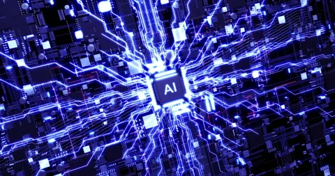 State of the Art AI Computer Chip Processors Efficiently Transmitting Data. Stock Footage 306326280