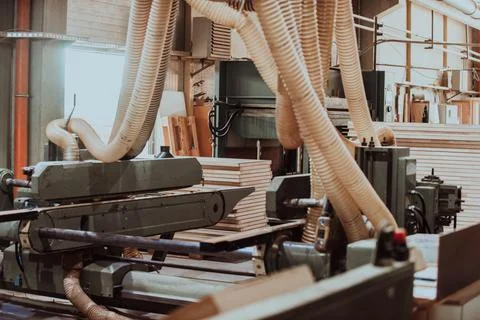 A state-of-the-art CNC machine in a modern wood Stock Photos