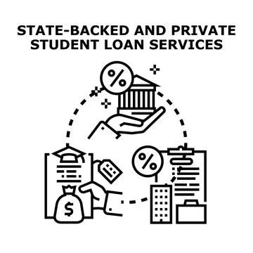 State backed and private student loan services concept Stock Illustration