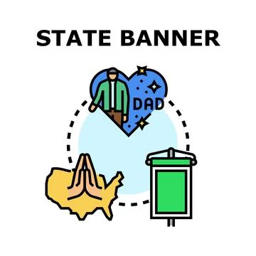 State banner concept with dad and praying hands Stock Illustration