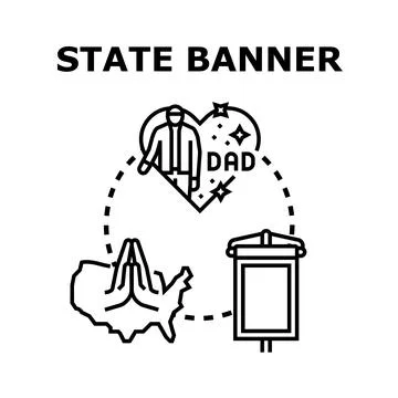 State banner concept with dad and praying hands Stock Illustration