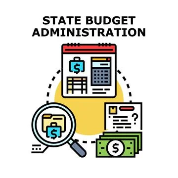 State budget administration process managing financial resources Stock Illustration