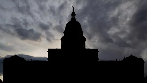 State Capitol in Austin, Texas, Time Lapse at Sunrise with Fast Clouds, USA Stock Footage 292537050