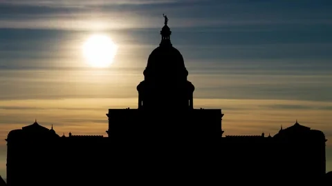 State Capitol building in downtown Austin, Texas, Time Lapse at Sunset, USA Stock Footage 292536254