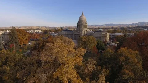 State Capitol Surrounded By Fall Colors Stock Footage 99003245