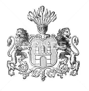State coat of arms coat of arms from 1890 Hamburg Germany digitally restored Stock Illustration