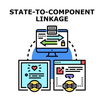 State to component linkage concept illustration Stock-Illustration