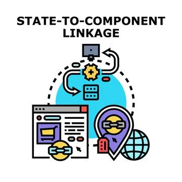State to component linkage development concept Stock-Illustration