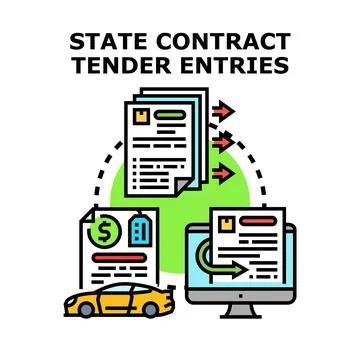 State contract tender entries process concept illustration Stock Illustration