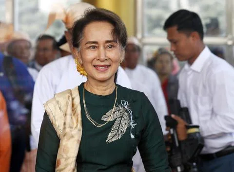 State Counselor Aung San Suu Kyi visits Bago, Myanmar - 15 Mar 2019 Stock Photos