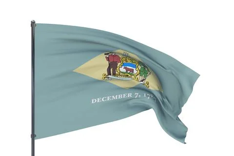 State of Delaware flag. 3D illustration, isolated on white, flags of the U.S Stock Illustration