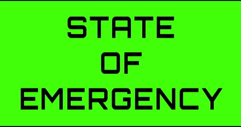 State of emergency text green screen, masked glitched effect. Stock Footage 132619115