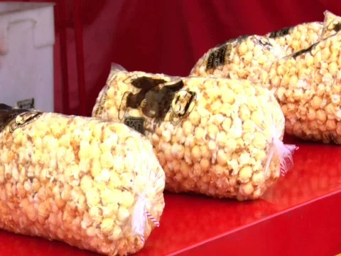 STATE FAIR KETTLE CORN CONCESSION STAND Stock Footage 498666