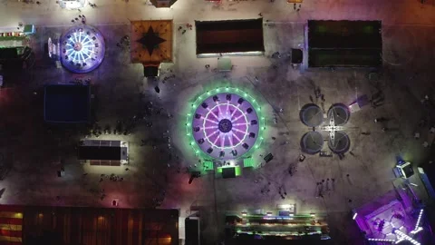 State fair at night time aerial view Stock Footage 168905774