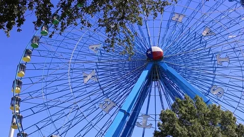State Fair of Texas Ferris Wheel behind trees Stock-Footage 83289680