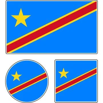 State flag of the Democratic Republic of the Congo. Stock Illustration