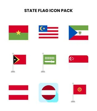 State Flag Flat Bundle Icons Pack Stock Illustration