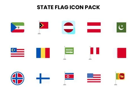 State Flag Flat Icons Pack Stock Illustration
