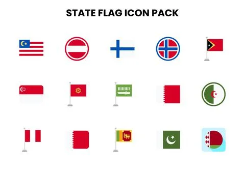 State Flag Flat Scalable Icons Pack Stock Illustration