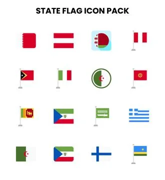 State Flag Flat UI Icons Pack Stock Illustration