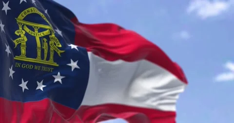 The state flag of Georgia waving in the wind Stock-Footage 173034659