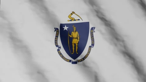 State flag of Massachusetts waving in the wind. Video footage. Stock Footage 168481653