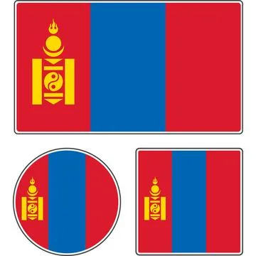 State flag of Mongolia. Coat of arms illustration. Stock Illustration