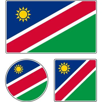 State flag of Namibia. Illustration with the sun. Stock Illustration