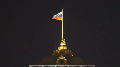 State flag of the Russian Federation over the Grand Kremlin Palace, the cerem Stock Footage 115608680