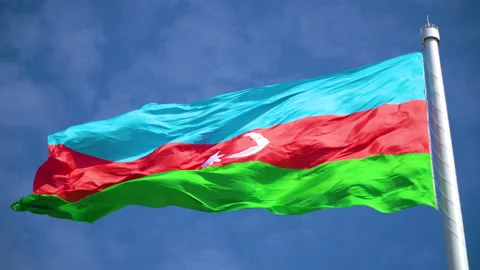 State Flag Square of Azerbaijan has one of the tallest flagpoles in the world Video stock 305200454