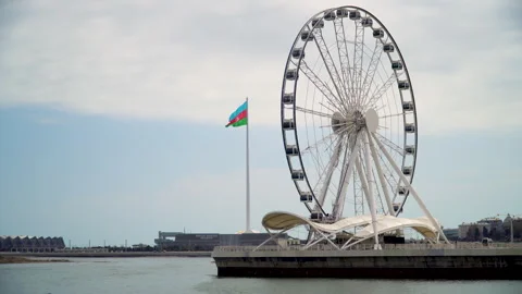 State Flag Square of Azerbaijan has one of the tallest flagpoles in the world Stock Footage 305200960