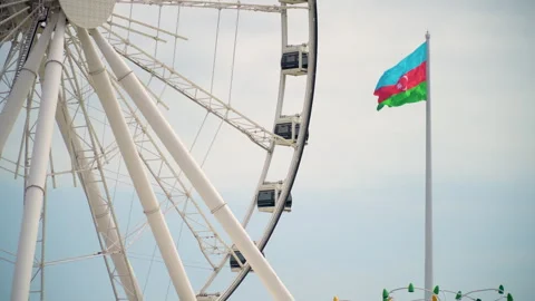 State Flag Square of Azerbaijan has one of the tallest flagpoles in the world Stock Footage 305200976