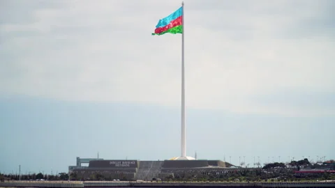 State Flag Square of Azerbaijan has one of the tallest flagpoles in the world Stock Footage 305201412