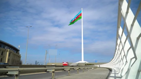 State Flag Square of Azerbaijan has one of the tallest flagpoles in the world Stock Footage 305205021