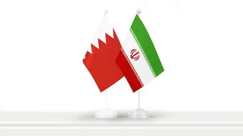 State flags of Bahrain and Iran Stock Illustration