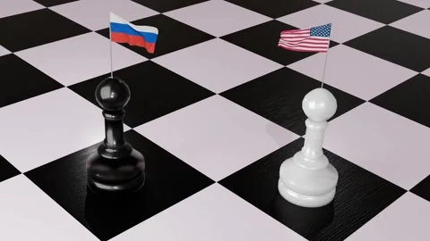 State Flags of Russian Federation and United States of America. Stock Footage 320139550