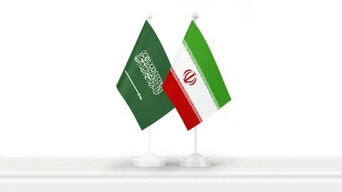 State flags of Saudi Arabia and Iran Illustrazione stock