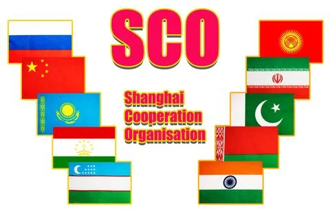State flags of TEN countries that are full members of the international union Stock Photos