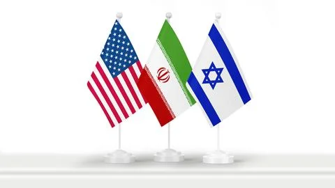 State flags of the USA, Iran and Israel Stock Illustration