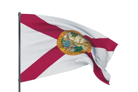 State of Florida flag. 3D illustration, isolated on white, flags of the U.S Stock Illustration