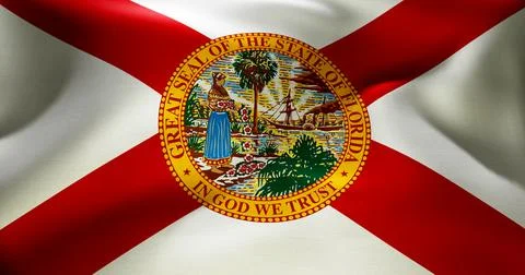State of Florida flag waving high resolution 10K+ size Stock Illustration