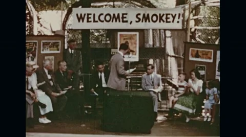 State forester delivering speech on occasion of welcoming little Smokey Stock Footage