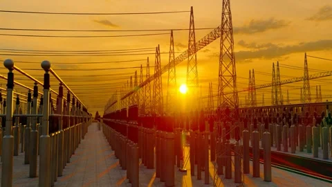 State Grid Electric High Voltage Substation Video stock 288078978