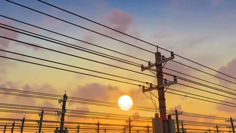 State Grid high voltage power tower delay Stock Footage 288192252